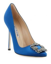 Manolo Blahnik Hangisi 115mm Satin Crystal-Toe Pump at Neiman Marcus